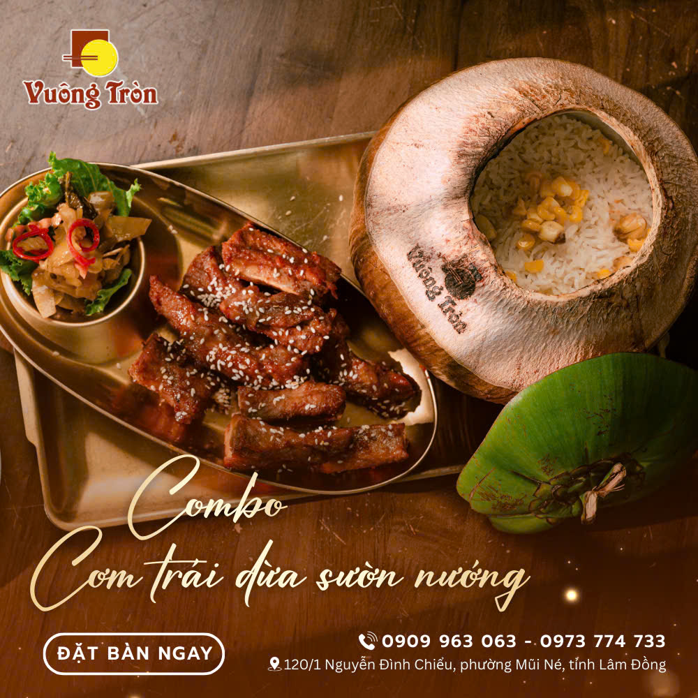 Hải sản cơm niêu Mũi Né thưởng thức combo cơm trái dừa sườn nướng hấp dẫn du khách